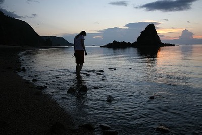 朝日と嘉陽海岸