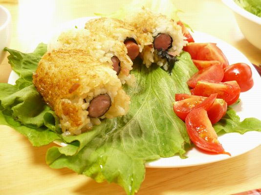焼きおむすび inウインナー
