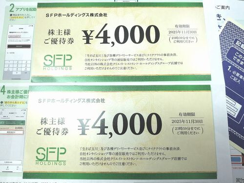 SFPホールディングスから株主優待がとどきました SFPホールディングスから株主優待がとどきました