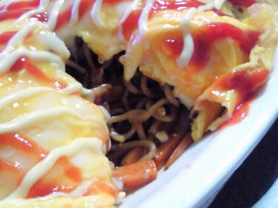 オムそばと青梗菜ソテー