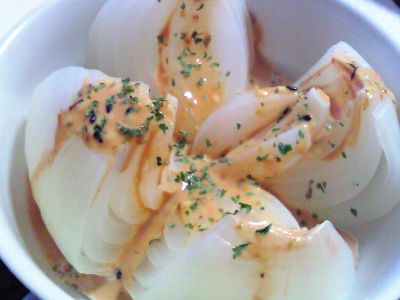 ステーキと新玉ねぎ