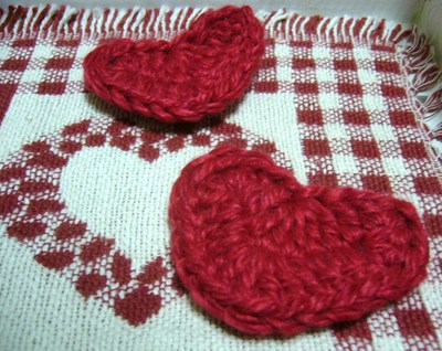 ハート型の編み物