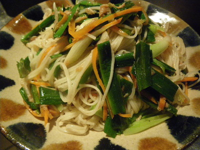 今日の料理６８１ 葉にんにくソーメンタシャー 旬菜処びいどろ日記