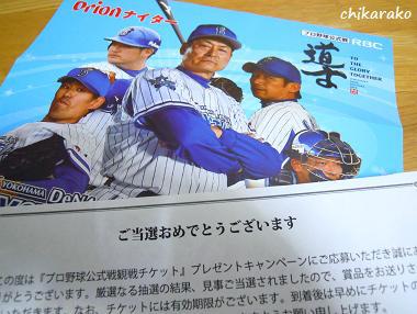 プロ野球観戦チケット！当たっちゃいました～♪