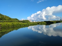 豊見城市の饒波川河川沿いからの風景 2024/08/22 19:45:08