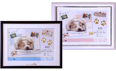 赤ちゃんの手足形記念額と同じ感じでペット用もあるよ！にくきゅうフレーム！