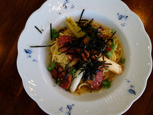 長ネギと鴨のパスタ