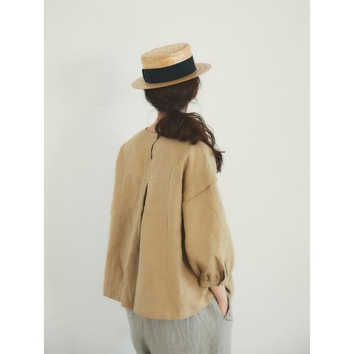 tous les jours:MAGALI フレンチリネンスクエア·ヨークプルオーバー