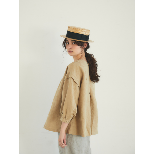MAGALI ＊ フレンチリネンスクエアヨークプルオーバー tous les jours:MAGALI フレンチリネンスクエア·ヨークプルオーバー