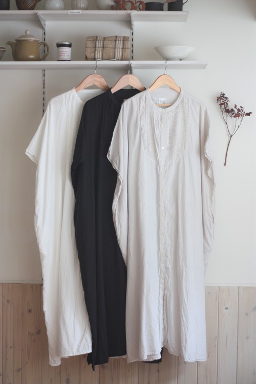 tous les jours:Gauze# カディコットンピンタックワイドワンピース