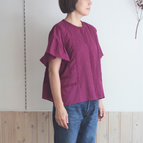 Porter Des Boutons ポルテデブトン ピンタックフリルスリーブブラウス Tous Les Jours