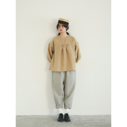 MAGALI ＊ フレンチリネンスクエアヨークプルオーバー tous les jours:MAGALI フレンチリネンスクエア·ヨークプルオーバー