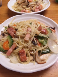 ポルチーニ茸とベーコンのパスタ