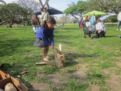 わにでこ市と薪割り大会